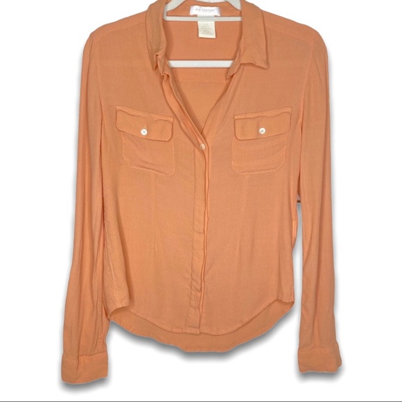 Miss Me Tops - MM Contour Miss Me Peach Long Sleeve Shirt Medium